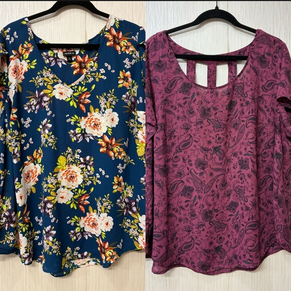 torrid Tops - Torrid Plus Size 2 Blouse‎ Bundle (2X/2XL) - Flowy, Floral & Paisley Print Tops